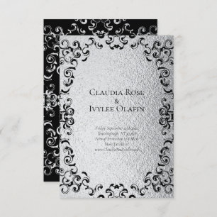 Silver & Black Swirl Gothic Wedding Invitation