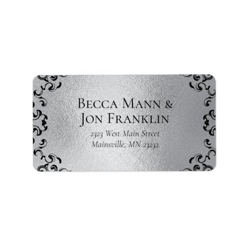 Silver  Black Swirl Gothic Wedding Label