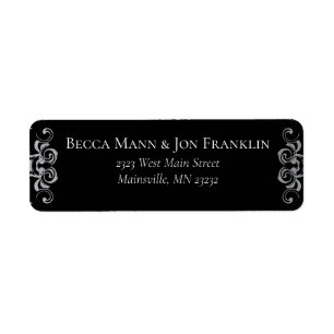 Silver & Black Swirl Gothic Wedding Label