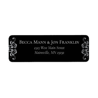 Silver & Black Swirl Gothic Wedding Label