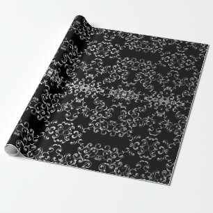 Silver & Black Swirl Gothic Wedding Wrapping Paper