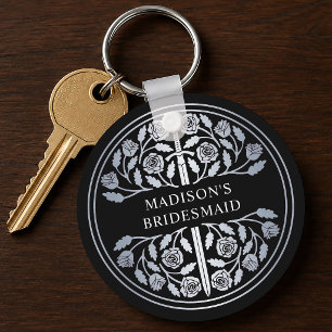 Silver Black Sword Bridesmaid Royal Wedding Gift Keychain