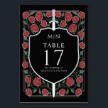 Silver Black Sword & Shield Fantasy Wedding  Table Number<br><div class="desc">Celebrate with this Royal Sword & Shield Medieval Fantasy Monogram design. This design is perfect for couples seeking a regal yet modern medieval fantasy aesthetic. This item does NOT feature real silver foil and is printed in flat colors. Items are printed exactly as they appear on your screen when you...</div>