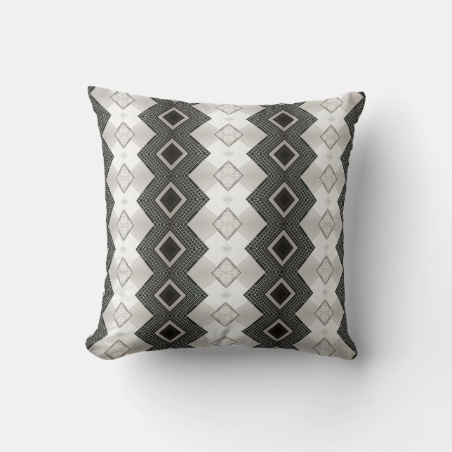 Silver Black Tech Throw Pillow (Front)