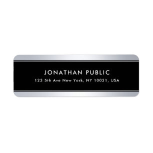 Silver Black Template Trendy Modern Return Address Label