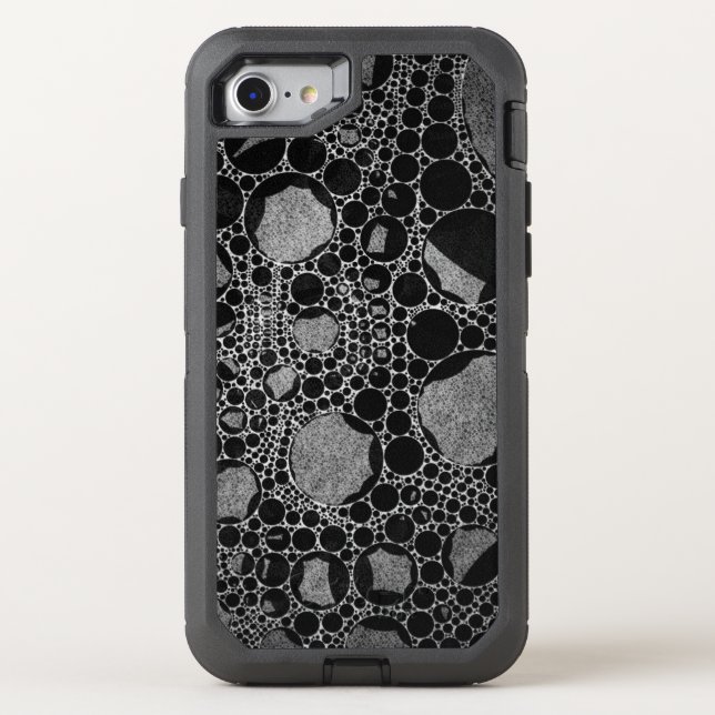 Silver Black Textured Abstract Otterbox iPhone Case (Back)