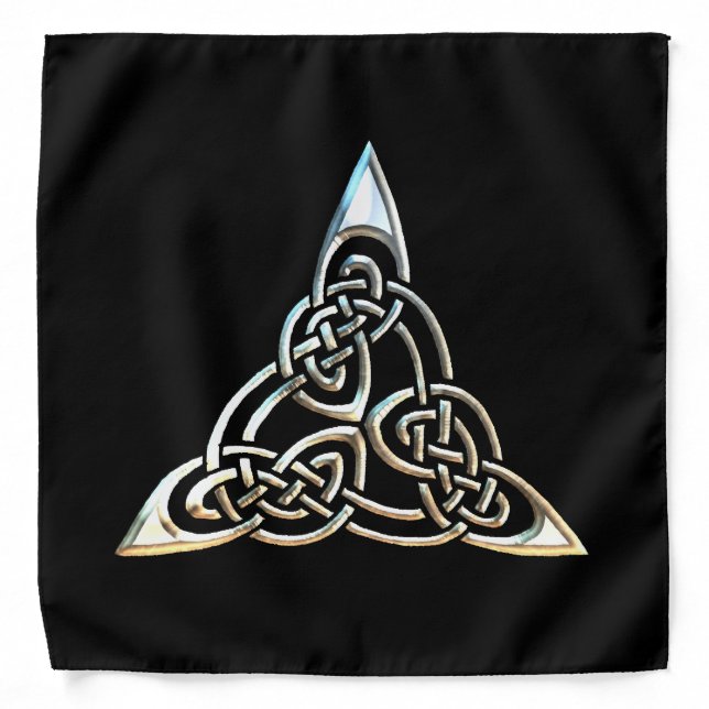 Silver Black Triangle Spirals Celtic Knot Design Bandana (Front)