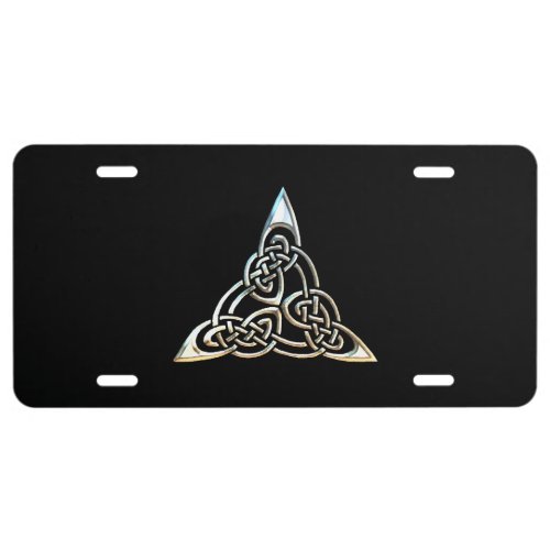 Silver Black Triangle Spirals Celtic Knot Design License Plate