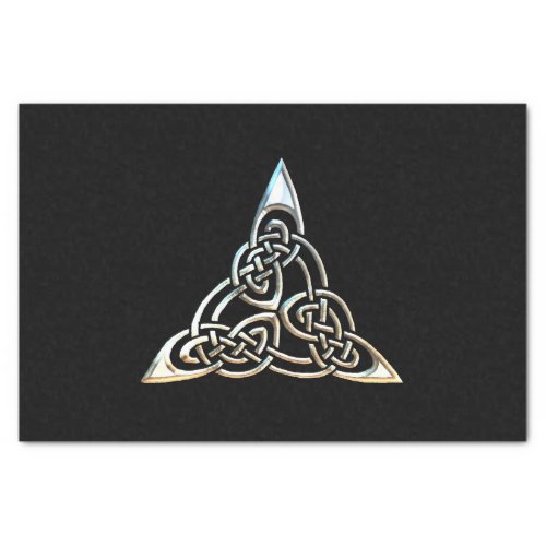 Silver Black Triangle Spirals Celtic Knot Design Tissue Paper