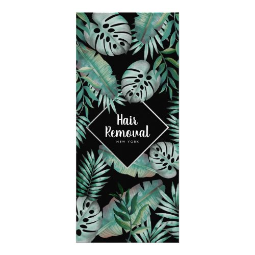 Silver black tropical price list salon services rack card