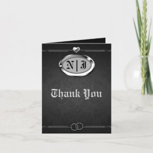 Silver & Black Vintage Gothic Thank You Card