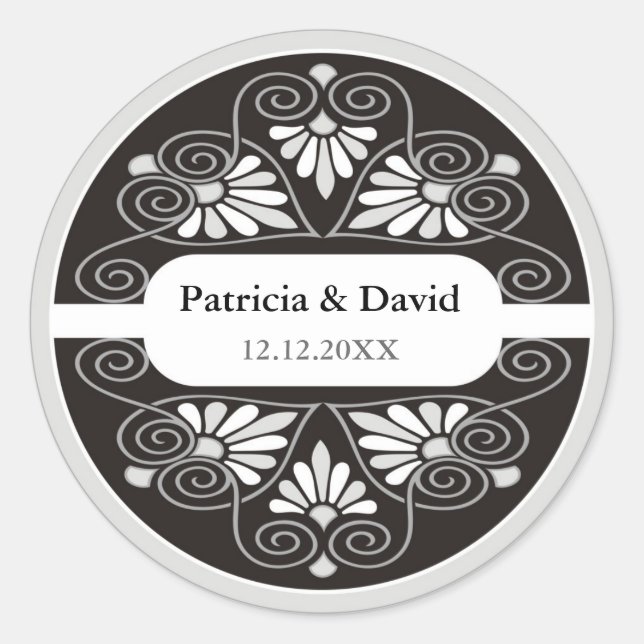 Silver Black Wedding Favors Seals (Front)