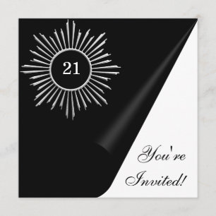 Silver Black & White 21st Birthday Event Invitation