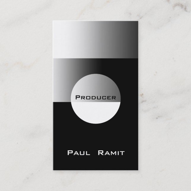 Silver Black White Business Card BW 9 Producer (Front)