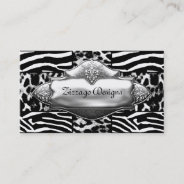 Silver Black White Leopard Zebra Stripe Business Card at Zazzle