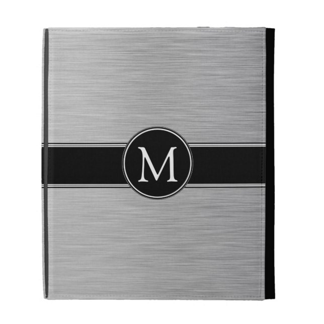 Silver, Black, White Monogram iPad Folio Case (Front)