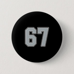 Silver Black White Number 67 Jersey Player Uniform Button