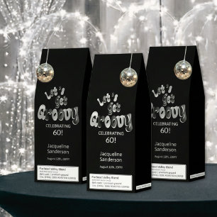 Silver Black White Retro Groovy 60th Birthday Roasted Coffee