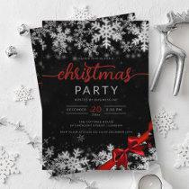 Silver Black Winter Wonder Company Christmas  Invitation