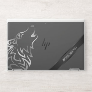 Silver Black Wolf Monogram Vector HP Laptop Skin