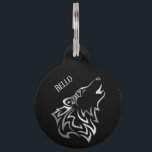 Silver Black Wolf Pet ID Tag<br><div class="desc">silver black wolf wild animal elegant manly mens cool metallic monogram text name personalize customizable</div>