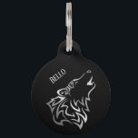Silver Black Wolf Pet ID Tag<br><div class="desc">silver black wolf wild animal elegant manly mens cool metallic monogram text name personalize customizable</div>