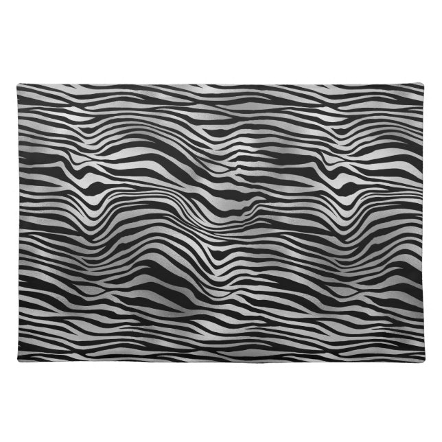 Silver Black Zebra Print Cloth Placemat (Front)