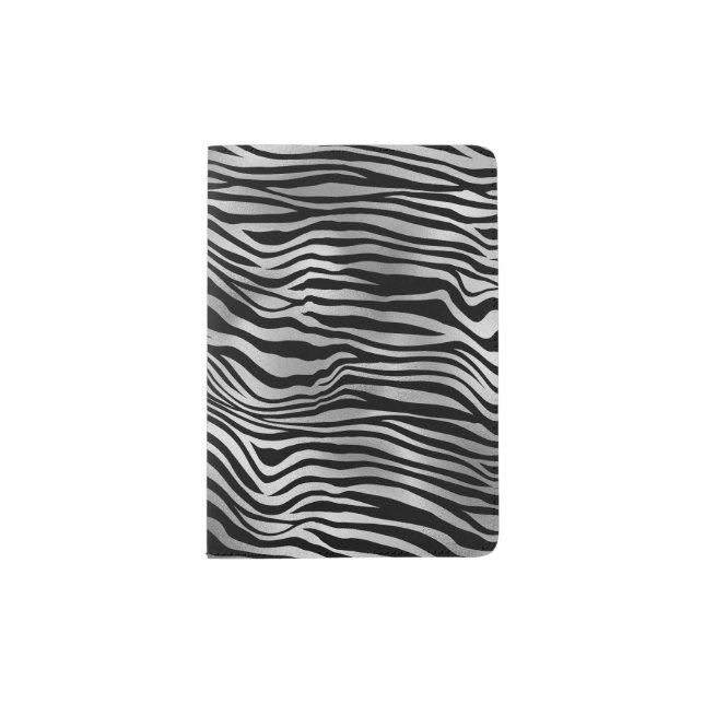 Silver Black Zebra Print Passport Holder (Front)