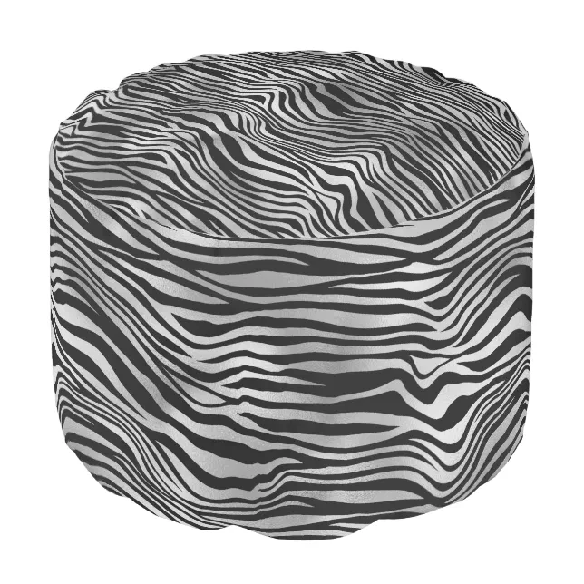 Silver Black Zebra Print Pouf Zazzle