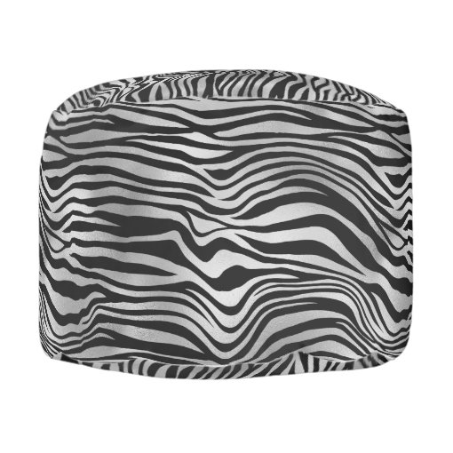 Silver Black Zebra Print Pouf Zazzle