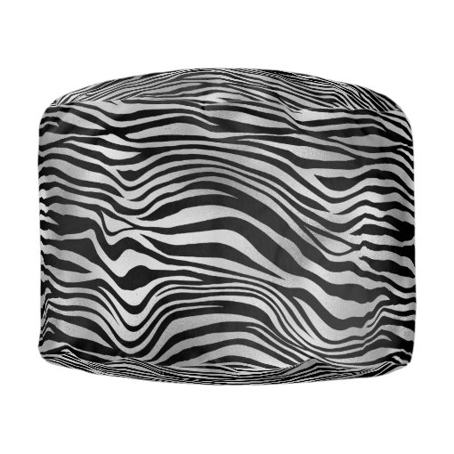 Silver Black Zebra Print Pouf Zazzle