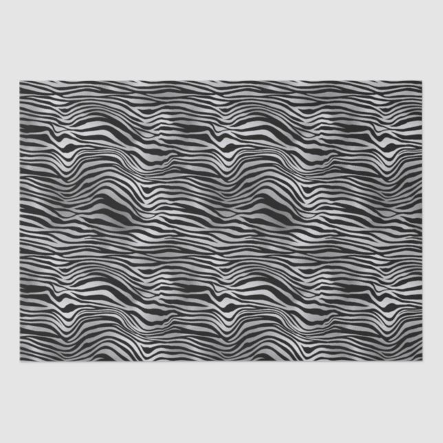 Silver Black Zebra Print Tissue Paper (Front)