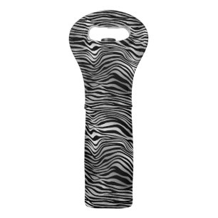Silver Black Zebra Print Wine Bag