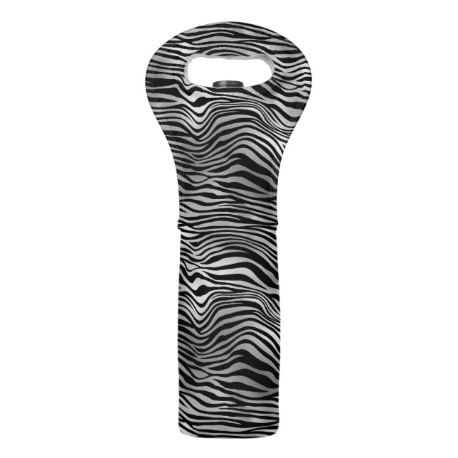 Silver Black Zebra Print Wine Bag (Front)