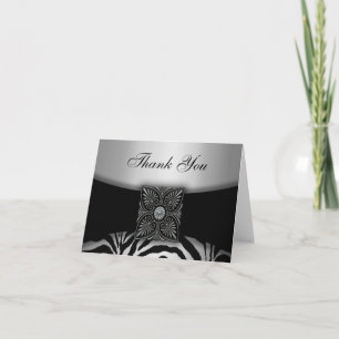 Silver & Black Zebra Thank You Cards