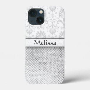 Silver Bling Effect Pattern Personalized iPhone 13 Mini Case