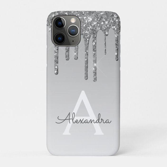 Silver Bling Luxury Sparkle Glitter Monogram CaseMate iPhone Case