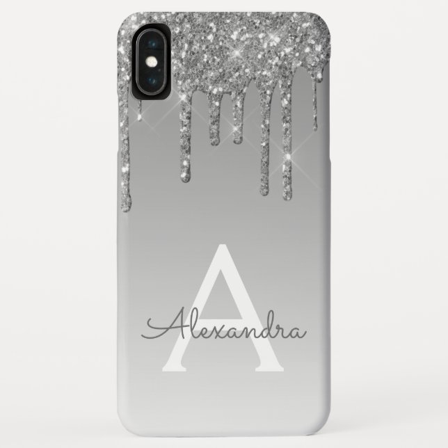 Silver Bling | Luxury Sparkle Glitter Monogram Case-Mate iPhone Case (Back)