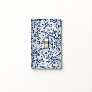 Silver Blue Abstract Light Switch Cover