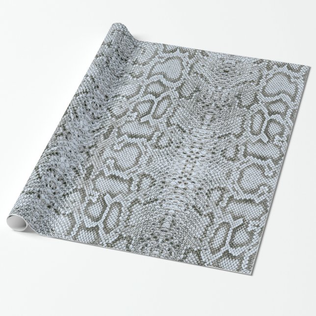 Silver Blue Anaconda Exotic Snakeskin Wrapping Paper (Unrolled)