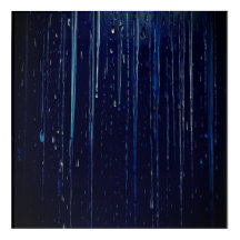 Silver & Blue Artistic Rain Acrylic Print Abstract