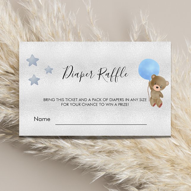 Silver blue baby shower boy diaper raffle ticket enclosure card (Creator Uploaded)