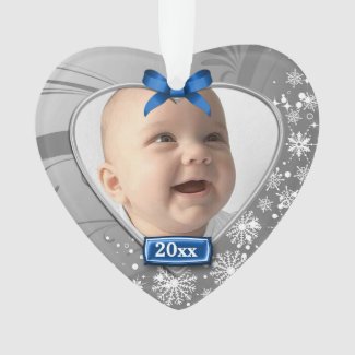 Silver/Blue Baby's 1st Christmas Ornament
