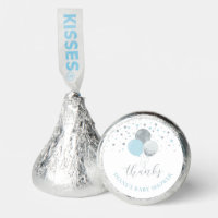 Silver & Blue Balloons Baby Shower Thank you Hershey®'s Kisses®