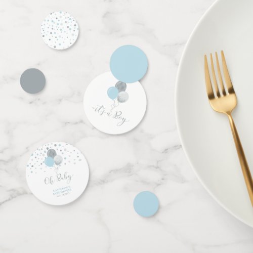 Silver  Blue Balloons Boy Baby Shower Confetti