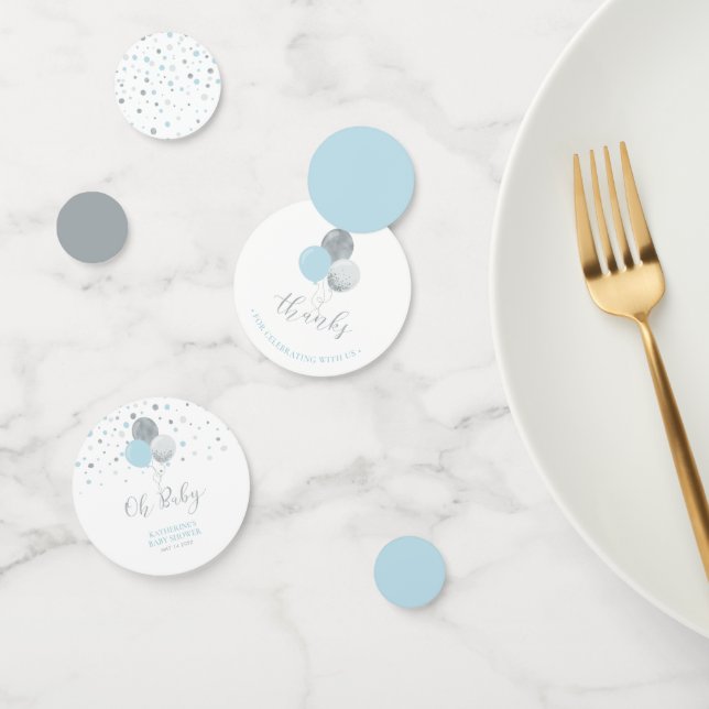 Silver & Blue Balloons Boy Baby Shower Confetti (Group)