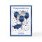 Silver blue balloons, mortar and diploma Graduatio