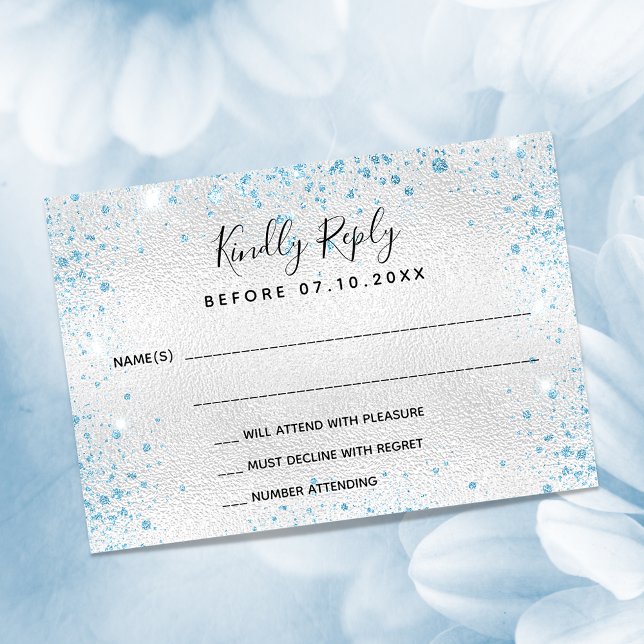 Silver blue birthday party RSVP (Creator Uploaded)