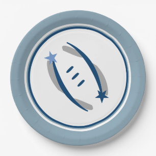 Silver Blue & Blue Football 9" Paper Plates