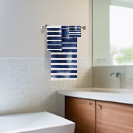 Silver & BLue Bold Stripes Bath Towel Set